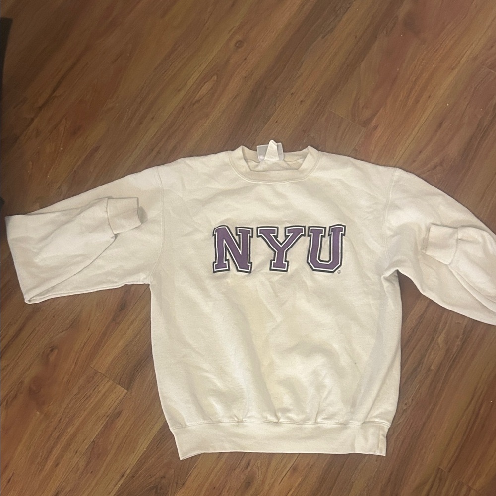 Champion White and Purple Crew Neck Sweater